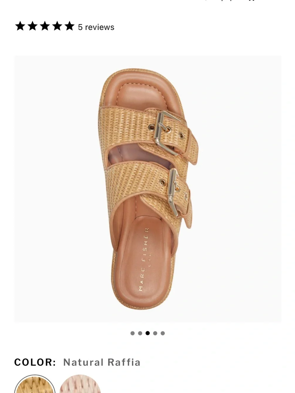 Marc Fisher Natural Raffia Double-Buckle Platform Slide